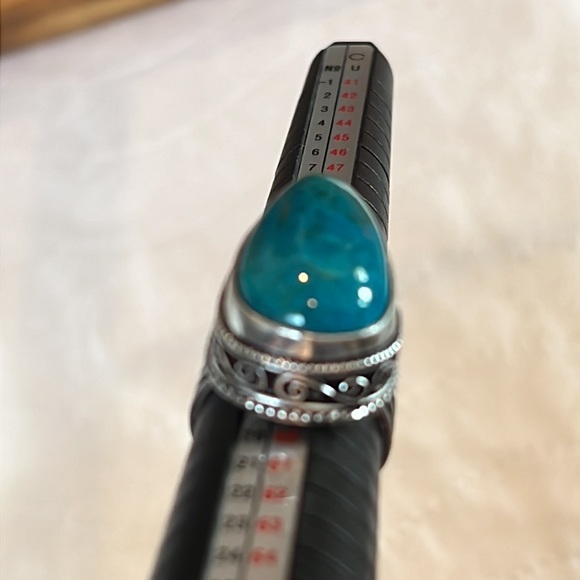 #232 Teal Solar Agate Handcrafted 💍 In An Antique Setting Size 8 NWOT - Picture 11 of 14
